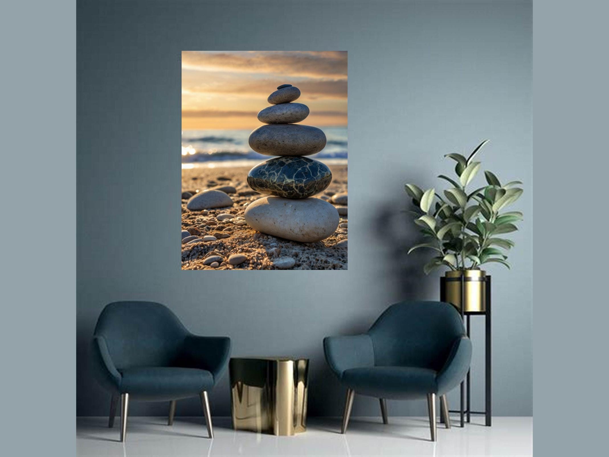 Zen Stone Stack Art Print, Beach Pebble Artwork, Digital Download - Etsy