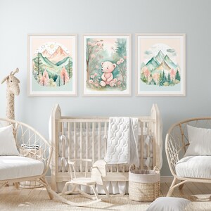 Animal Nursery Decor, Woodland Nursery Prints, Nursery Art, Forest Nursery, Baby Room Decor, Baby Room Art, Mountains Nursery Art, Bear