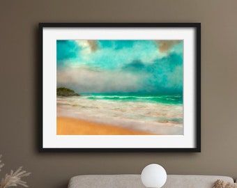 Abstract Beach Art, Abstract Ocean Art Print, Ocean Sky Abstract Painting, Beach Art, Minimal Wall Art, Wall Decor, Fine Art