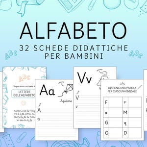 Set di 32 Schede Didattiche Stampabili Alfabeto Italiano e Straniero per Bambini | Lettere e Attività di Scrittura e Apprendimento e Gioco