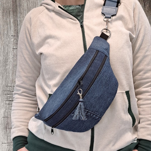 Hipbag, Upcycling Bauchtasche aus Jeans,  Unikat,  Umhängetaschen