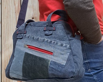 Patchwork Tasche aus Jeans, Upcycling Umhängetaschen, Unikat,  Handtasche,   Alltagsbegleiter