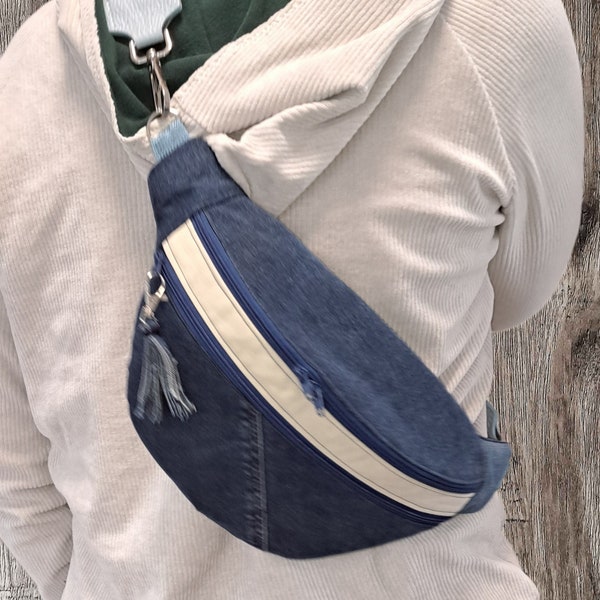 Hipbag Upcycling Bauchtasche aus Jeans,  Unikat,  Umhängetasche