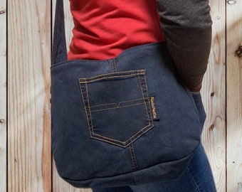 Umhängetaschen aus Jeans, Strandtasche, Jeans Upcycling, Shopper,