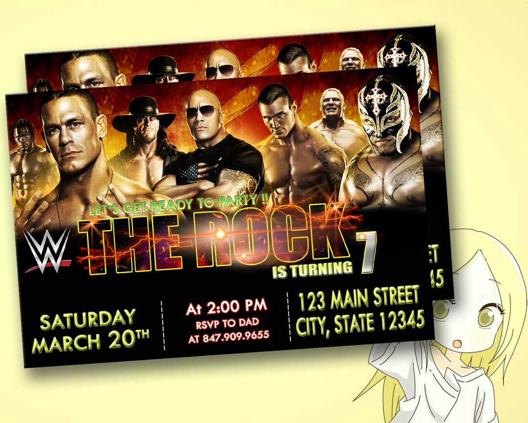 Wwe Birthday Invitation Wrestling Invitation Wwe Invitation - Etsy