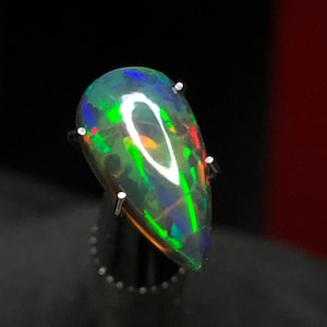 13x7 MM Black Opal Cabochon, Natural Ethiopian Opal Cabochon, Black Rainbow Smoothy Dot Fire Opal Gemstone, 1.60 Carats Loose Ring Size Opal