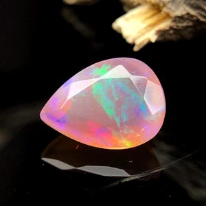 Perfect Pear Shape Opal, Peach Color Opal With Green Blue Fire , 0.75 Carats Opal, 8.15x6x3.75 MM Opal Faceted Gemstone For Jewelry .