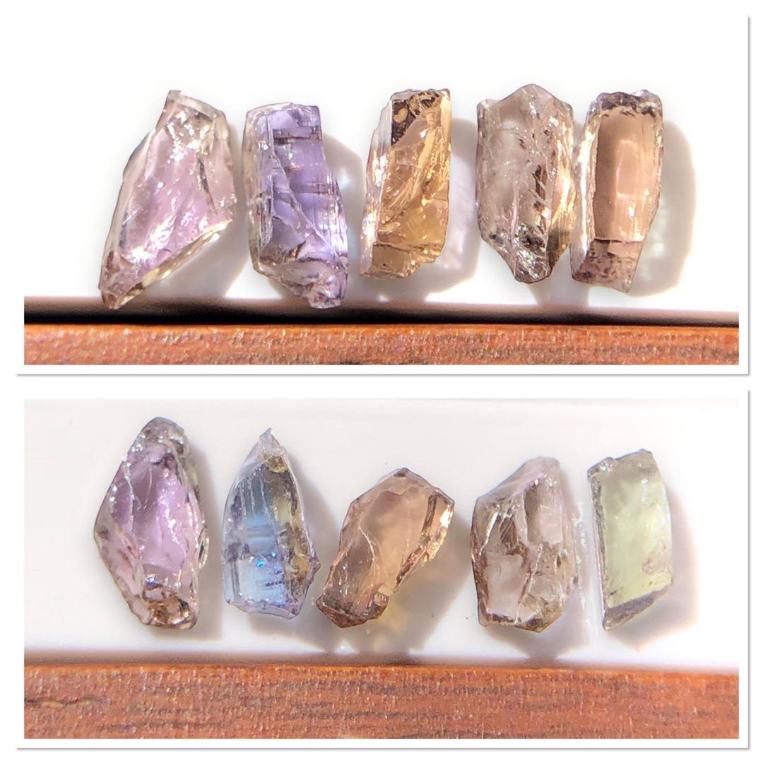 Buy Rare Peach , Purple , Blue , Brown Grey Color 5 Pc Tanzanite Rough