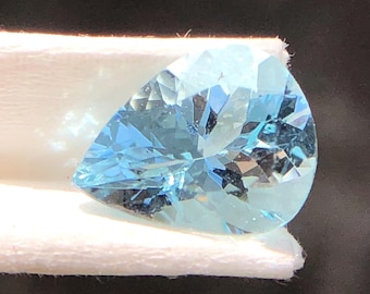 Natural Sky Blue Pear cut Aquamarine Gemstone, 10x8mm Faceted Loose March Birthstone For Jewelry