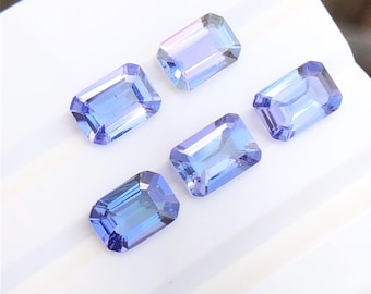 5 Faceted Tanzanite Gemstones: Rare Mermaid Color Zoisite, 7x5mm