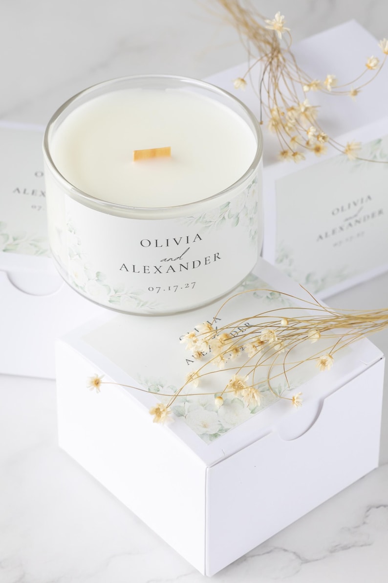 Personalized Wedding Candle Favors | Custom Name Date | 4oz Coconut ...