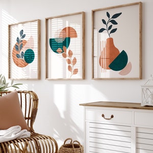 Boho Abstract Wall Art Print Set of 3 Terracotta Poster Scandinavian Wall Art Terracotta Art Print Boho Digital Print Digital Wall Art Set