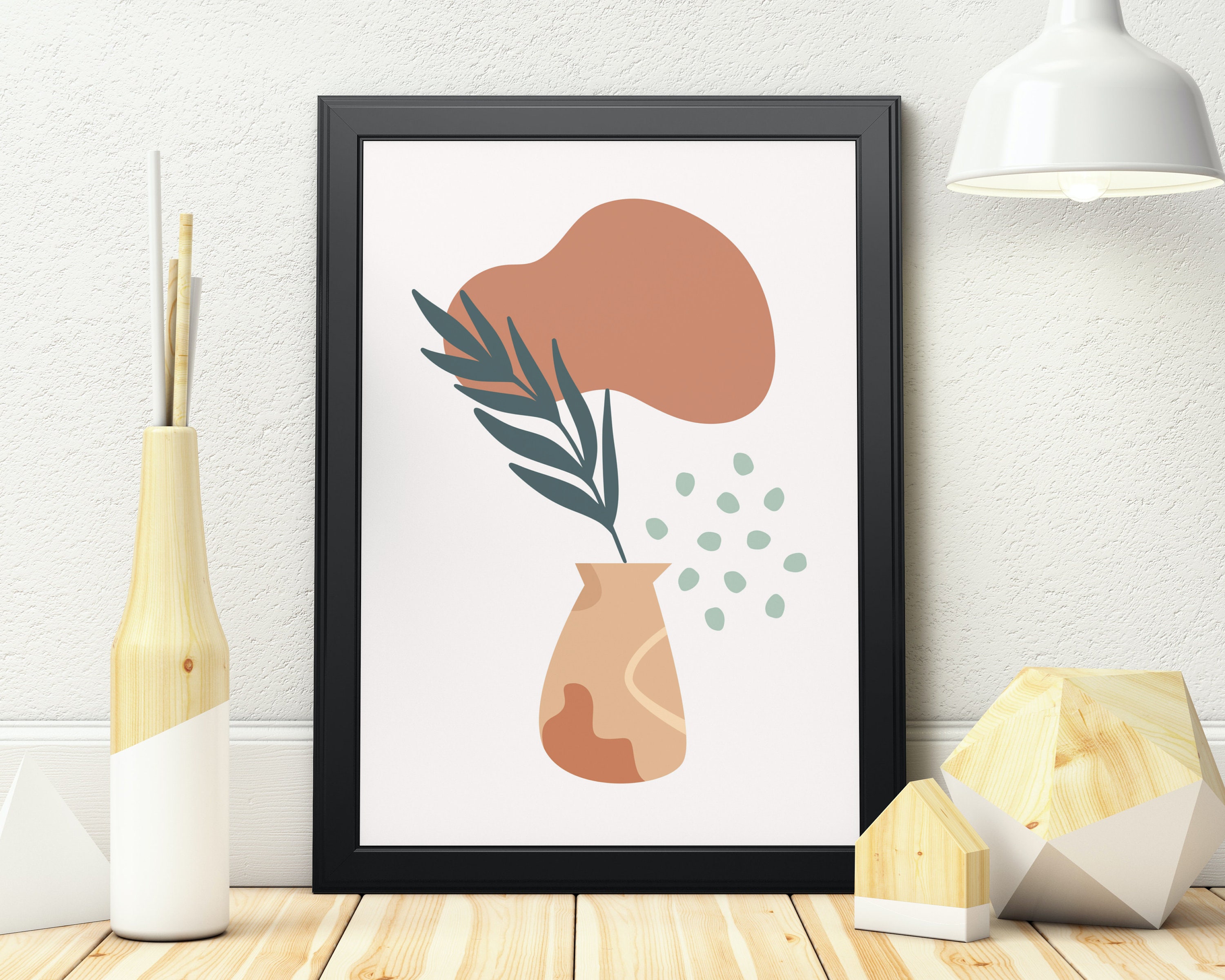 Printable Boho Leaf Wall Art 3 Piece Abstract Plant Print Wall Art Set