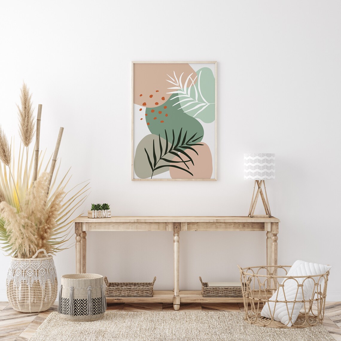 Boho Sage Green Wall Art Set of 3 Printable Monstera Leaf Prints