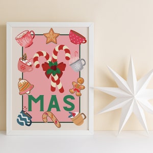Christmas candy print Festive wall art Printable Xmas prints Christmas candy cane wall art Christmas wall poster Christmas Nursery print