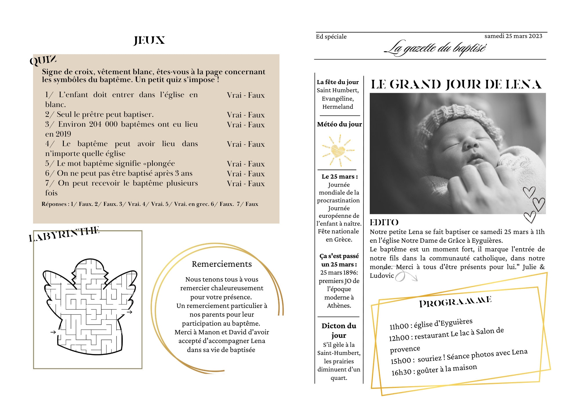 La gazette du baptême - Etsy France