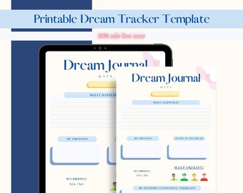 Modèle de Digital Dream Tracker, modèle de journal de rêve imprimable