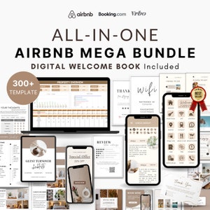 Airbnb Host Bundle, Digital Welcome Book Airbnb Template, Airbnb Spreadsheet, Airbnb instagram, Editable Airbnb Signs, Cleaning Checklist