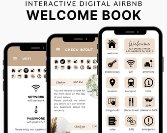 Modello Airbnb del libro di benvenuto digitale Airbnb, Libro degli ospiti modificabile digitale, Guida Canva Airbnb, VRBO, Affitto vacanze