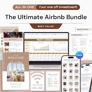 Airbnb Host Template Bundle Airbnb Welcome book, Airbnb Signs, Digital Guest book, Airbnb Cleaning Checklist, Vacation Rental VRBO Canva