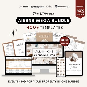 Airbnb Host Bundle, Digital Welcome Book Airbnb Template, Airbnb Spreadsheet, Airbnb instagram, Editable Airbnb Signs, Cleaning Checklist