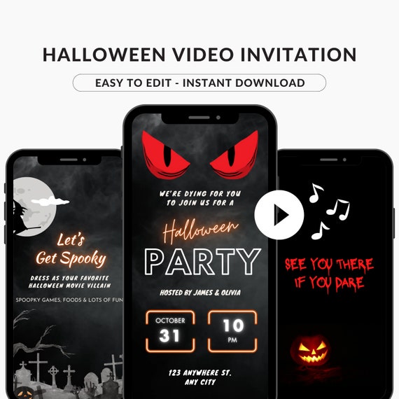 Animated movies invitations - Editable Templates Instant Download