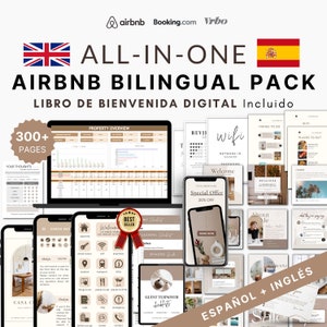 Airbnb Pack Espanhol e Inglês, Livro de Boas-vindas Digital Airbnb, Planilha Airbnb, Instagram Airbnb, Cartazes Airbnb Editáveis, Guia de Limpeza