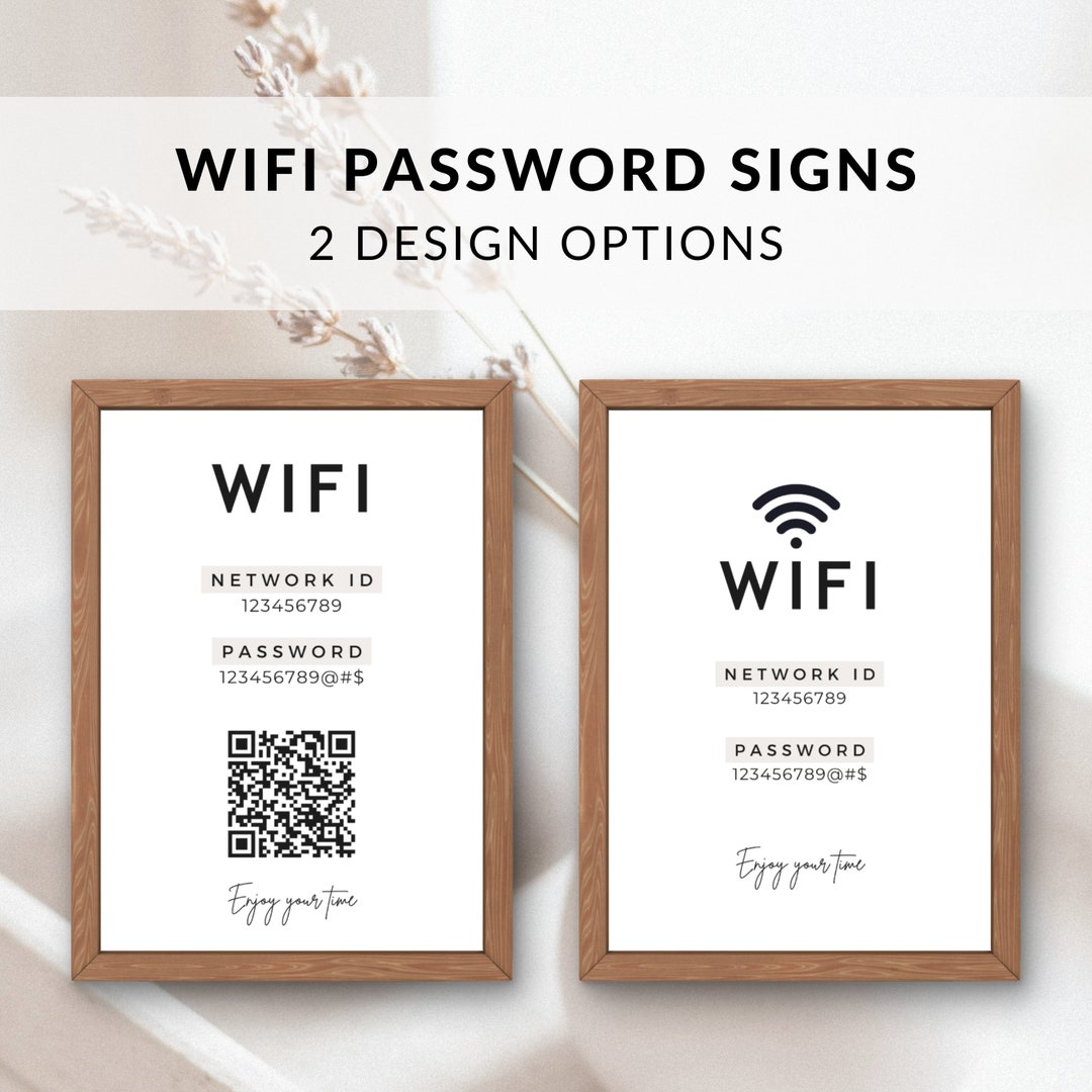 Wifi QR Code Sign Printable Wifi Sign Wifi Password - Etsy