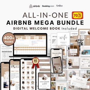 Airbnb Host Bundle, Digital Welcome Book Airbnb Template, Airbnb Spreadsheet, Airbnb instagram, Editable Airbnb Signs, Cleaning Checklist