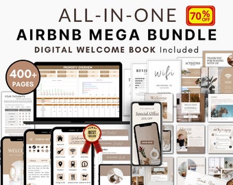 Airbnb Host Bundle, Digital Welcome Book Airbnb Template, Airbnb Spreadsheet, Airbnb instagram, Editable Airbnb Signs, Cleaning Checklist