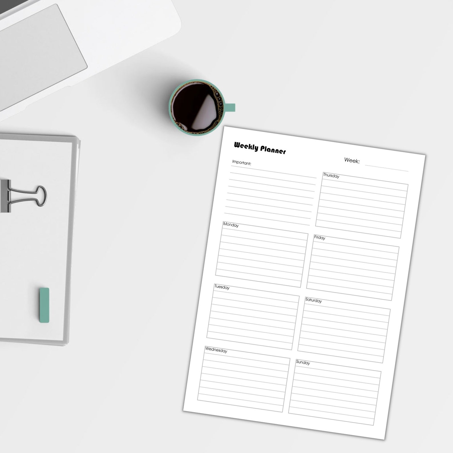 Printable Weekly Planner Interactive Planner Print Planner Days Space ...