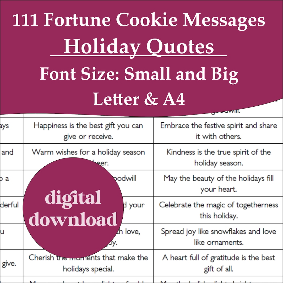 111 Fortune Cookie Holiday Quotes Printable Fortune Cookie Sayings PDF ...