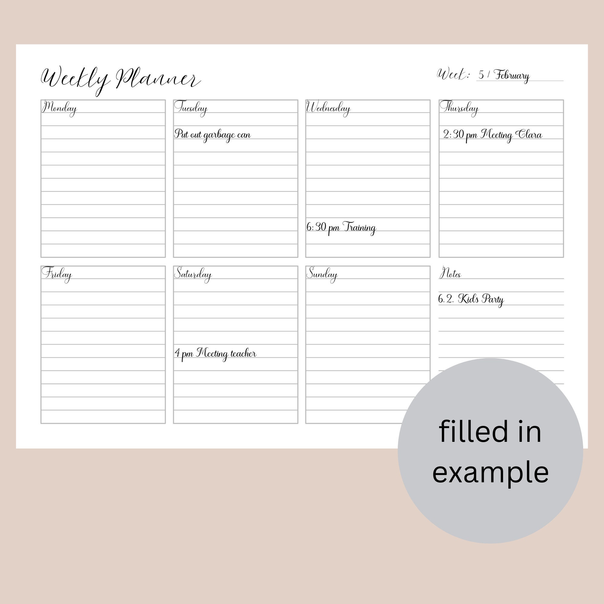 Printable Weekly Planner Interactive Planner Print Planner Days Space ...