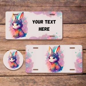 Kentekenplaat Ninja Bunny Gepersonaliseerde 12" x 6" Autoachtbaan afdrukbare PNG download sublimatie print Cadeau rijbewijs auto decoratief