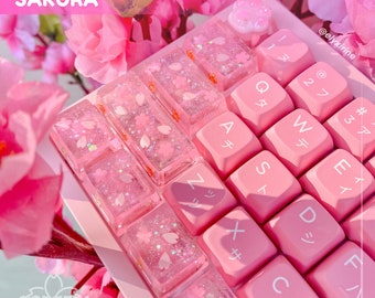 SAKURA Artisan Keycaps, Custom Resin Keycaps, Cherry Keycaps Gift for Gamer, Cute Customized Keycap, Pink Esc Keycap for Mechanical Keyboard