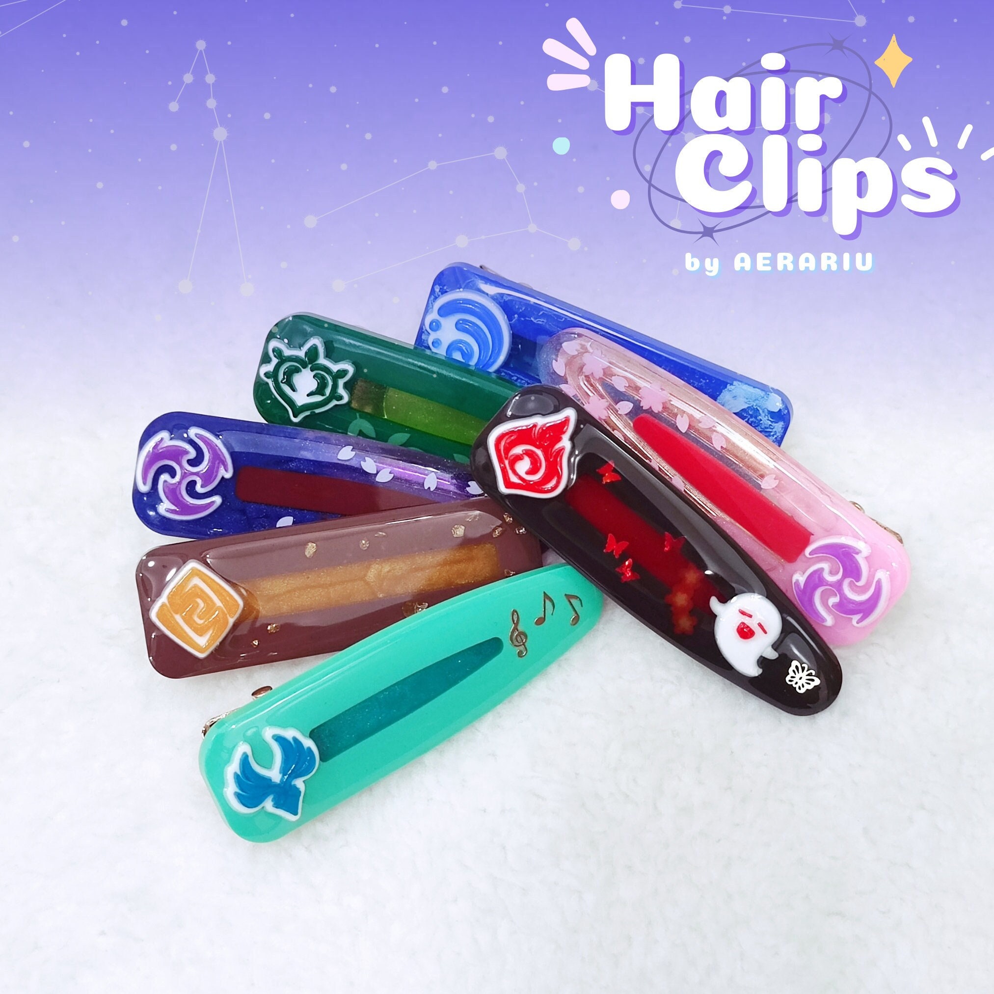 1Pair Cute Genshin Impact Kids Hair Pin Acrylic Children's Hair Clip  Colorful Anime Character Hairwear Venti Zhongli Xiao Klee - AliExpress