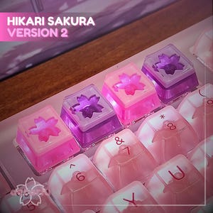 Cute Flower Keycaps, Pink Lover Handmade ESC Keycaps Gift for Her, Sakura Artisan Keycaps Gift for Gamer, Mechanical Keyboard Keycaps Set