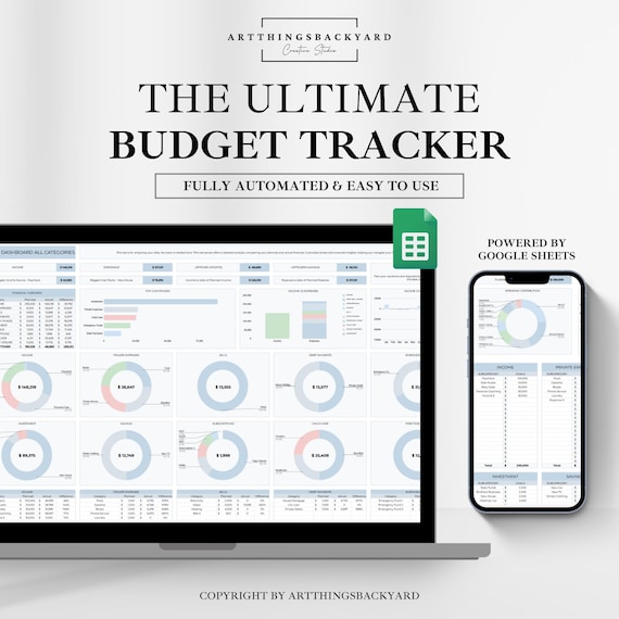 Automated Budget Tracker: Financial Dashboard for Google Sheets (Digital Download)