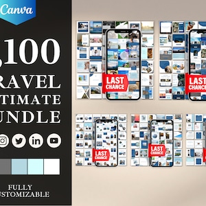 Travel Instagram, Travel, Travel Canva, Travel Templates, Travel Social Media, Travel Bundle, Travel Editable, Travel Agency