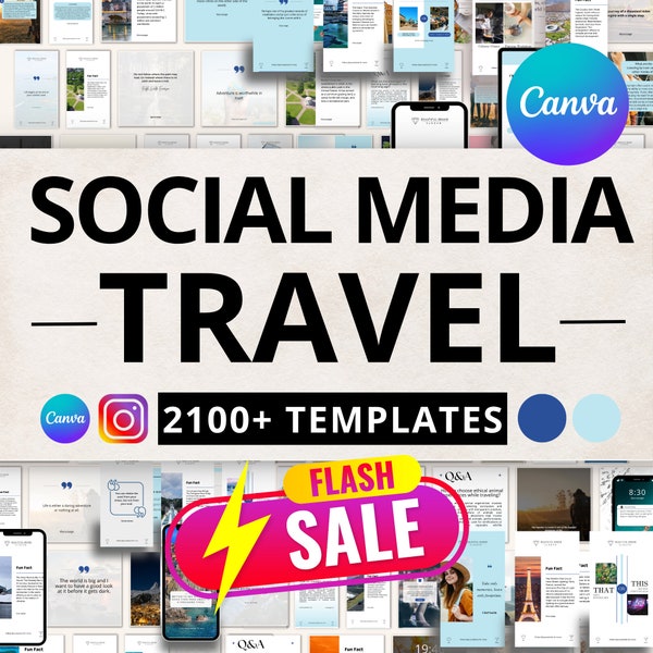 Travel Agency Social Media Bundle Templates, Travel Templates, Travel Instagram, Travel Canva Templates, Travel Canva, Travel templates