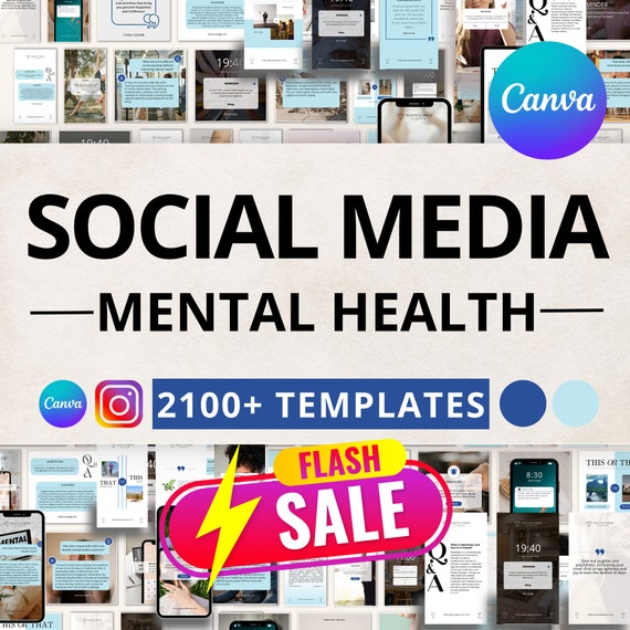 Mental Health Social Media Canva Templates: 2100+ Posts, Stories, Infographics (Digital Download)