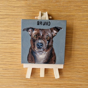 Mini canvas and easel painting with pet portrait, customized decoration for office, hand painted gift from students for teachers desk