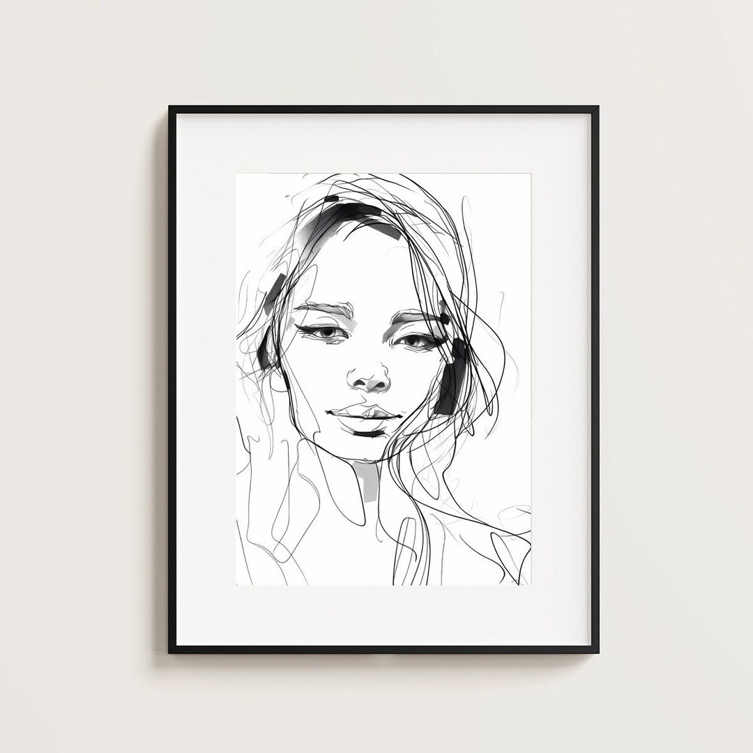 Digital Art Line Art Print Line Art Woman Abstract Art Etsy