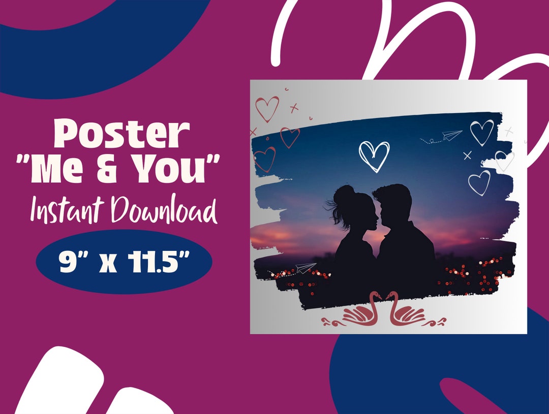 Me & You Print Printable Posters Love Posters Lovers Home Decor Wall