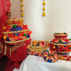 Phulkari Punjabi Jaggo Set, Phulkari Ghadoli, Jaggo Night Celebration, Sikh Wedding, Jhanj, Dand, Jaggo Accessories, Punjabi Wedding