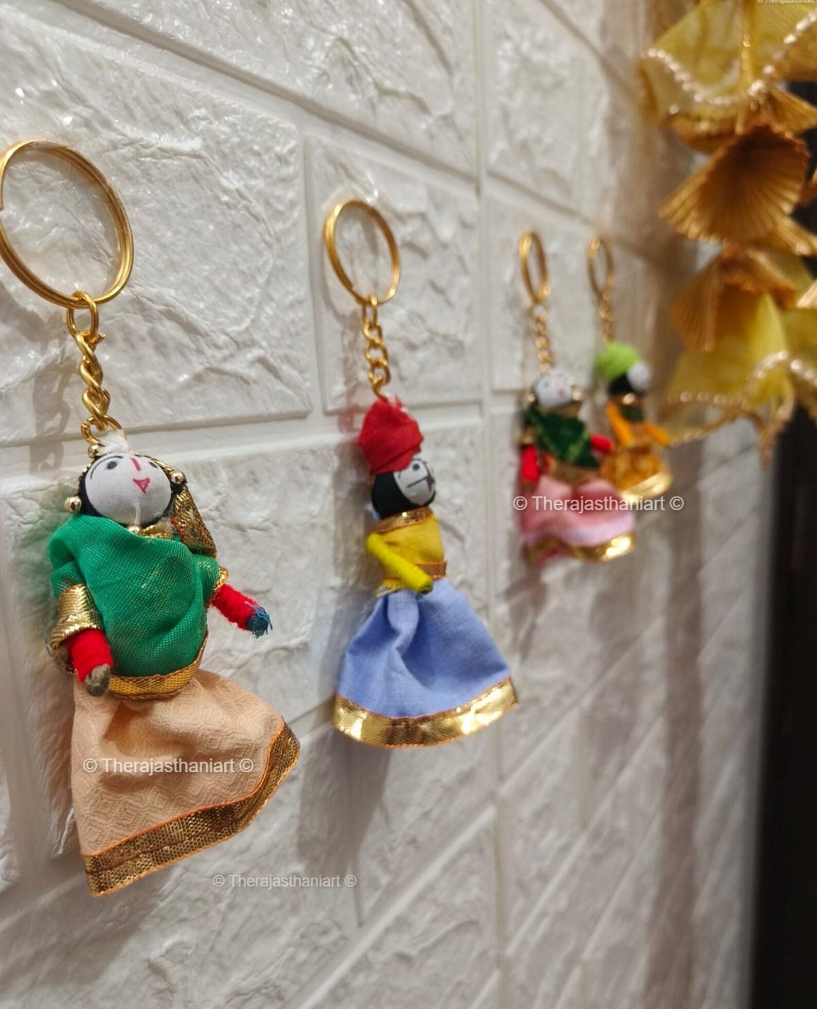 Puppet Keychains Assorted Color Puppet Keychain–traditional Indian Souvenir With Doll ...