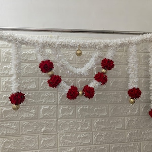 Rose and Jasmine Door Toran Garlands Prefect For Diwali , Mandir, Christmas, Ganesha Utsav Décor, Door Wall Hanging