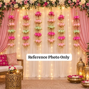 Pack 10-100 Indian Wedding Gota Net Tassel Garland, Haldi Mehndi Backdrop Decor, Net Fabric String, Stage Decoration, Diwali Party Hanging