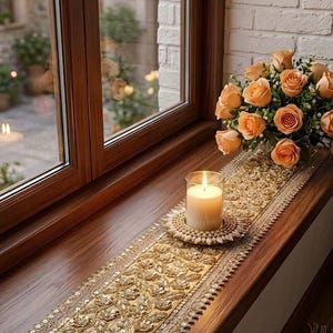 Beautiful Pearl Beaded Table Runner for Table & Side Table Decor Dining Table Decor Candle Mat Wedding and Festive Home Decor Diwali Rangoli
