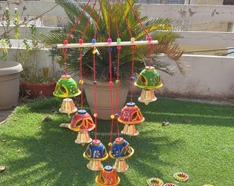 Campana de viento para interiores y exteriores, diseño de sol, luna y estrella, hecha a mano, con cuentas multicolor, ideal para calentar la casa, para colgar en el jardín, regalo para ella.